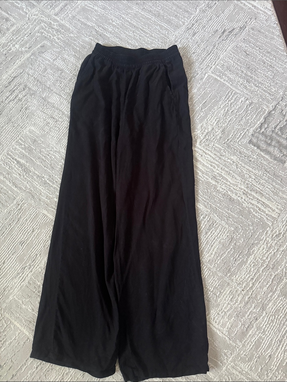 tentree Black Maxi Wide-Leg Pants with Elastic Waistband